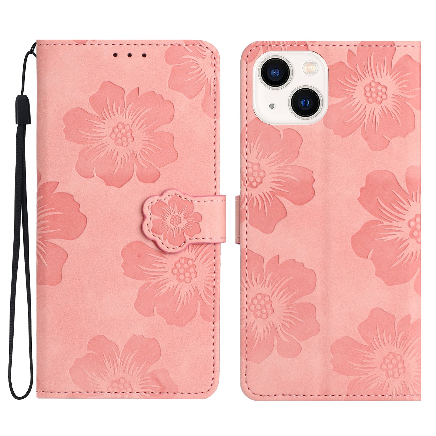 For iPhone 14 Plus PU Leather Phone Shell Wallet Cover Imprinted Flower Pattern Flip Stand Case For iPhone 14 Plus PU Leather Phone Shell Wallet Cover Imprinted Flower Pattern Flip Stand Case